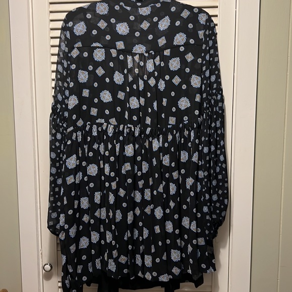 NWT Free People Turn Turn Long Sleeve Sheer Mini dress Medallon Print - Picture 9 of 11